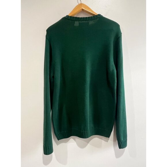 VTG Chaps Crew Neck Sweater Mens M Green Embroidered Crest 90s - Picture 2 of 6